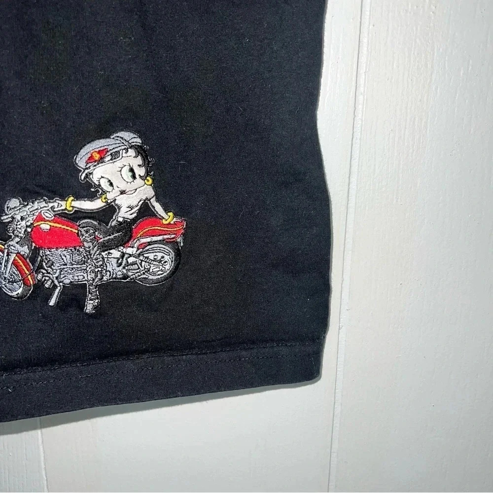 Size Medium Black Betty Boop Embroidered Biker boxer shorts with motorcycle